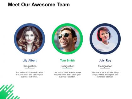 Meet our awesome team communication ppt powerpoint presentation infographics deck