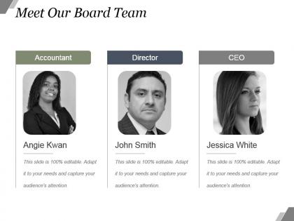 Meet our board team powerpoint slide deck template