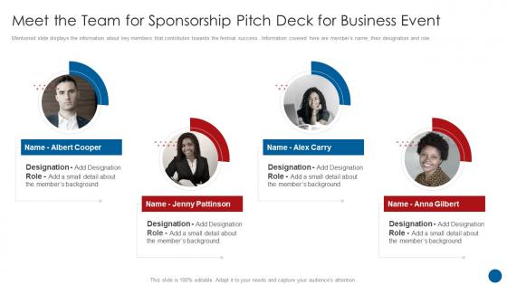 Meet The Team For Sponsorship Pitch Deck For Business Event