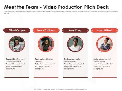 Meet the team video production pitch deck