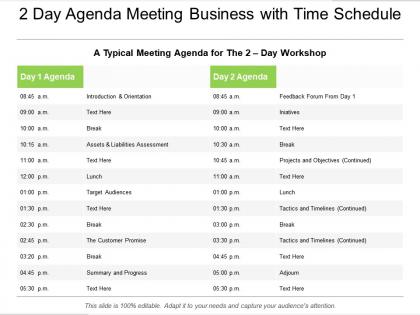 Meeting business with time schedule