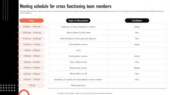 Meeting Schedule For Cross Functioning Team Members