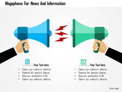 Megaphone for news and information flat powerpoint design