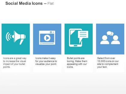 Megaphone youtube mobile chat social network ppt icons graphics