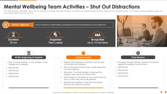 Mental wellbeing team activities shut out distractions health and fitness playbook