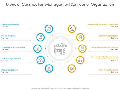 Menu of construction management services of organization