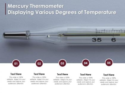 Mercury thermometer displaying various degrees of temperature