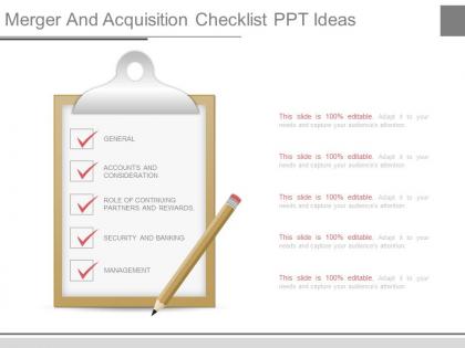 Merger and acquisition checklist ppt ideas