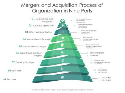Mergers and acquisition process of organization in nine parts