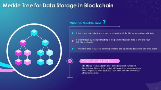 Merkle Tree For Data Storage In Blockchain Training Ppt