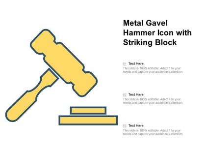 Metal gavel hammer icon with striking block