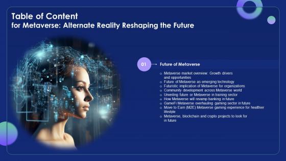 Metaverse Alternate Reality Reshaping The Future Table Of Content AI SS V