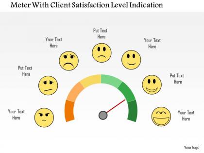 Meter with client satisfaction level indication flat powerpoint design