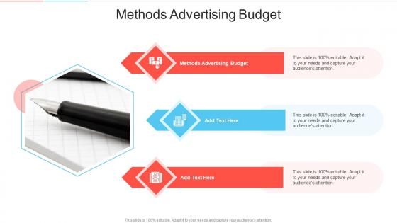 Methods Advertising Budget In Powerpoint And Google Slides Cpb