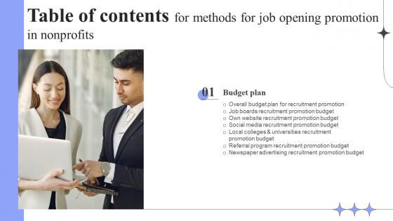 Methods For Job Opening Promotion In Nonprofits Table Of Contents Strategy SS V