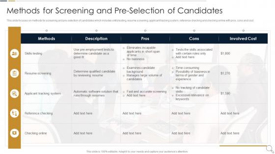 Methods For Screening And Pre Selection Essential Ways To Improve Recruitment And Selection Procedure