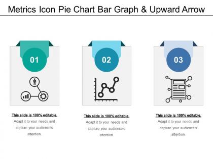 Metrics icon pie chart bar graph and upward arrow