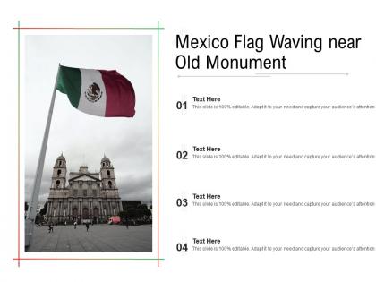 Mexico flag waving near old monument