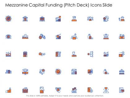 Mezzanine capital funding pitch deck icons slide