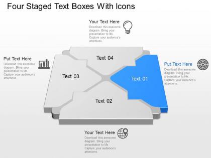 Mh four staged text boxes with icons powerpoint template
