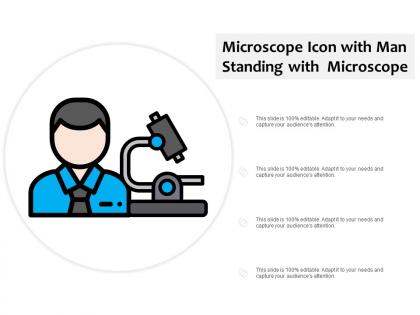 Microscope icon with man standing with microscope