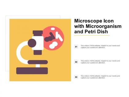 Microscope icon with microorganism and petri dish