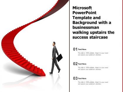 Microsoft powerpoint template with a businessman walking upstairs the success staircase