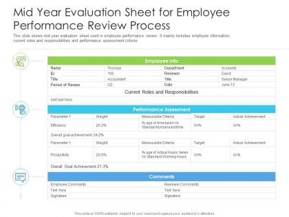 Mid year evaluation sheet for employee performance review process