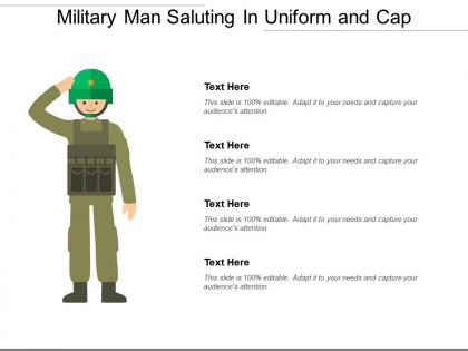 Military man saluting in uniform and cap