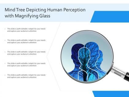 Mind tree depicting human perception with magnifying glass
