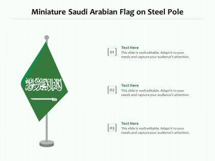 Miniature saudi arabian flag on steel pole