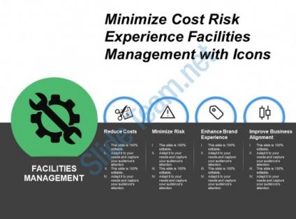 Minimize cost risk experience facilities management with icons