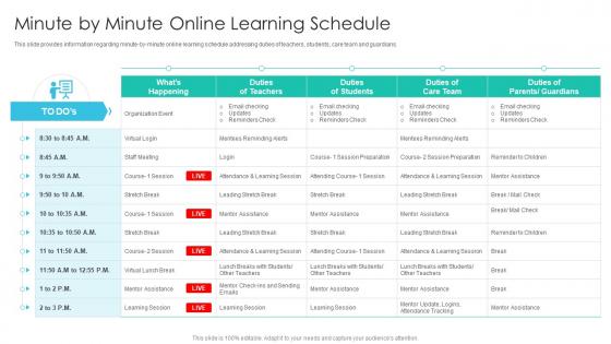 Minute By Minute Online Learning Schedule Online Training Playbook