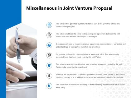 Miscellaneous in joint venture proposal ppt powerpoint presentation outline