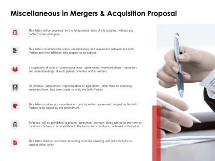 Miscellaneous in mergers and acquisition proposal agenda ppt powerpoint slides