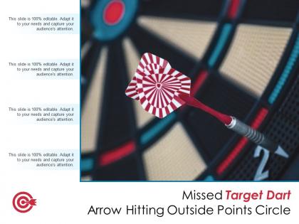 Missed target dart arrow hitting outside points circle