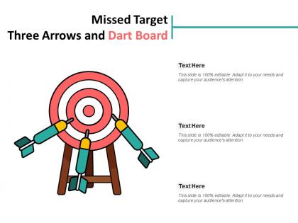 Missed target three arrows and dart board