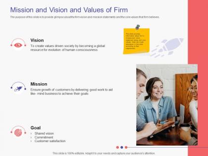 Mission and vision and values of firm business handbook ppt powerpoint presentation ideas