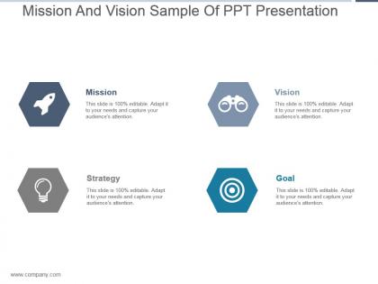 Mission and vision sample of ppt presentation