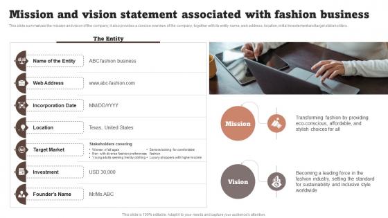 Mission And Vision Statement Associated Fashion Startup Business Plan BP SS