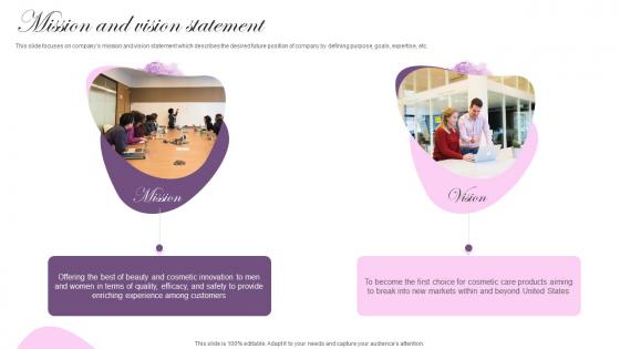 Mission And Vision Statement Cosmetic Brand Company Profile Ppt Designs