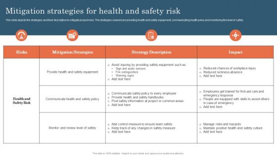 Mitigation Strategies For Health And Safety Risk Project Risk Management And Mitigation