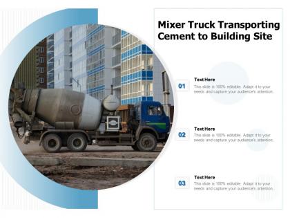 Mixer truck transporting cement to building site