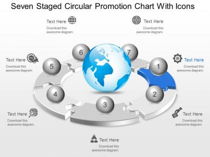 Mk seven staged circular promotion chart with icons powerpoint template slide