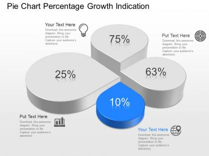 Ml pie chart percentage growth indication powerpoint template
