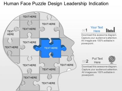 Mo human face puzzle design leadership indication powerpoint template
