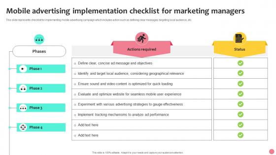 Mobile Advertising Implementation Checklist For Marketing Managers