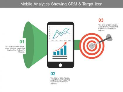 Mobile analytics showing crm and target icon