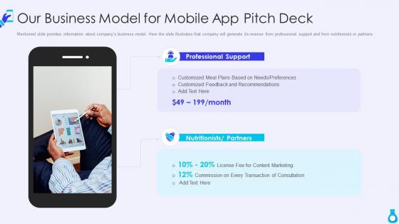 Mobile application seed funding pitch deck our business model for mobile app pitch deck