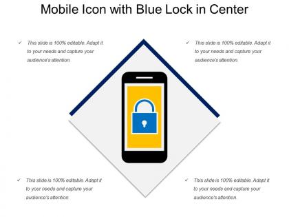 Mobile icon with blue lock in center